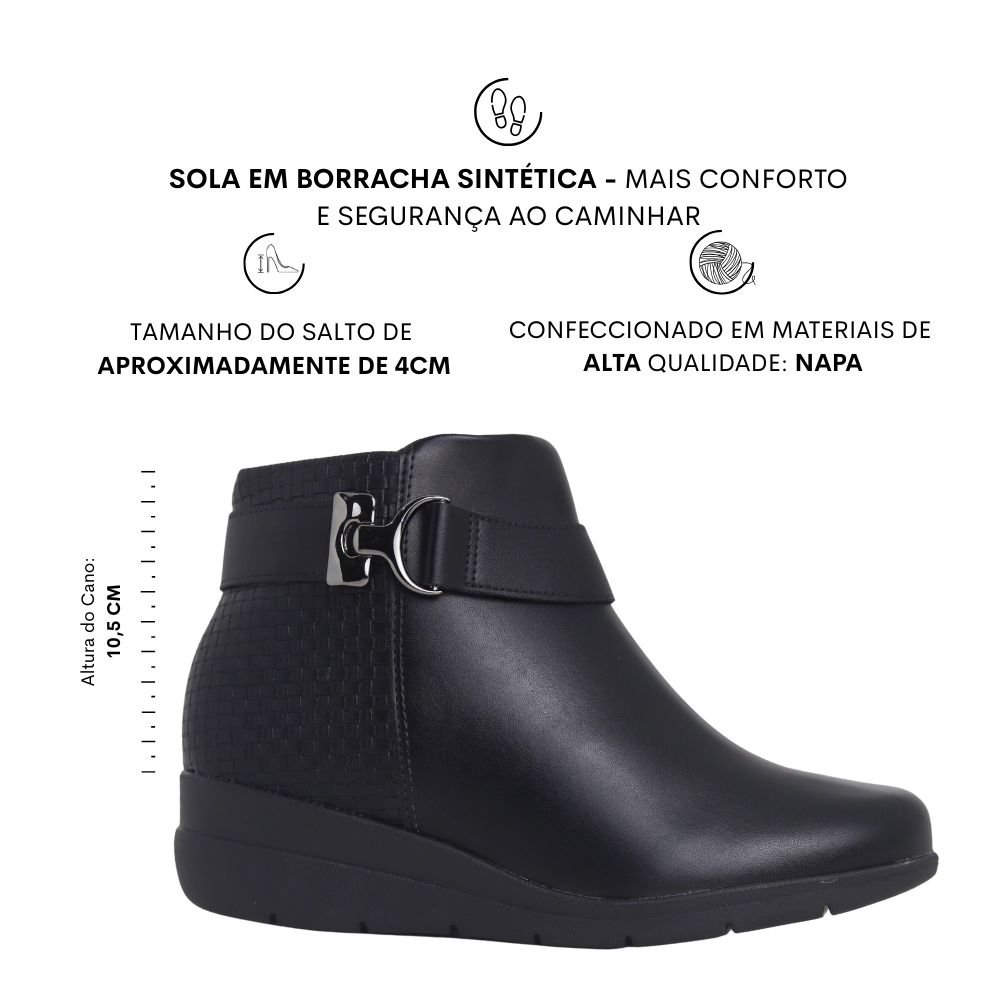 Bota Feminina Cano Curto Anabela Conforto Modare 7085.104 Preto 2