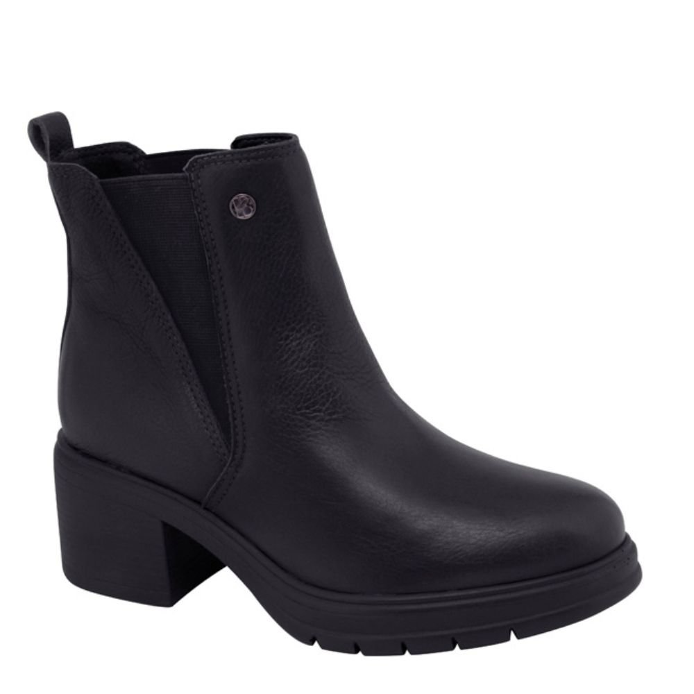 Bota Feminina Ankle Boot De Couro Salto Bloco Bottero 378802