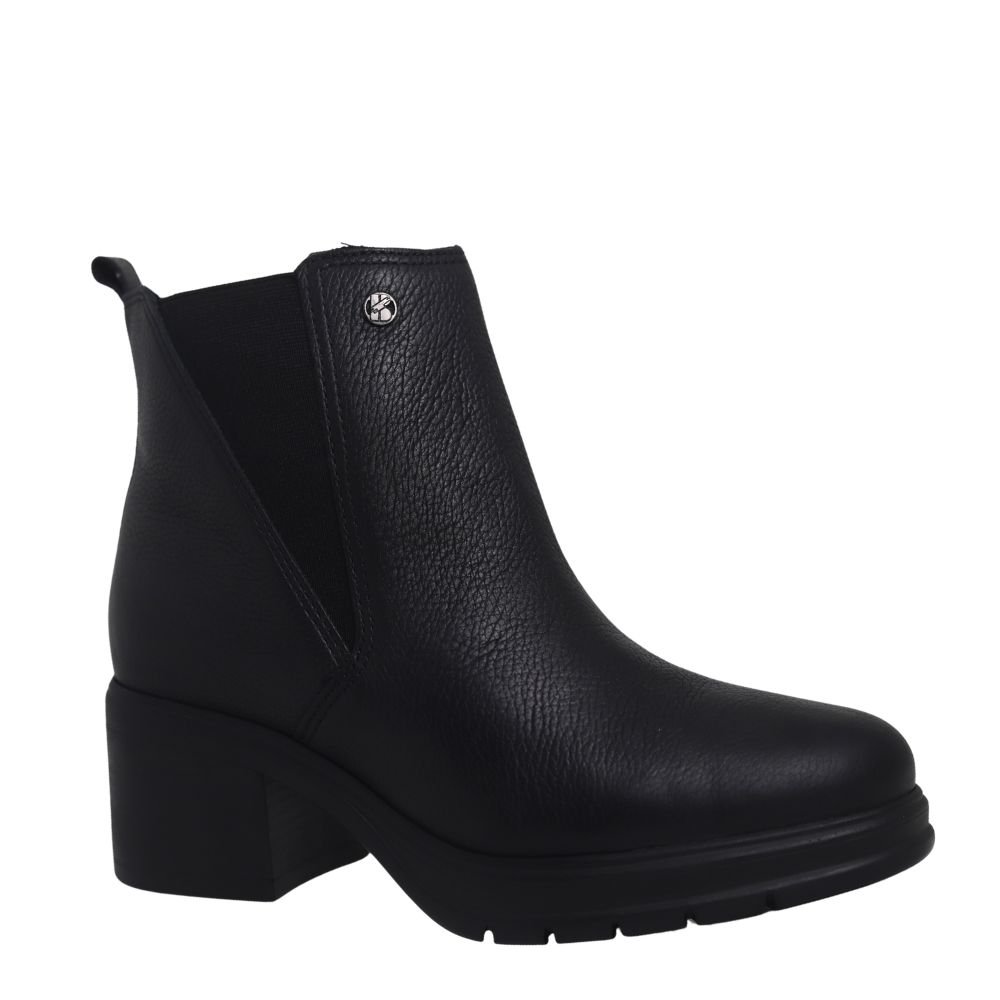 Bota Feminina Ankle Boot De Couro Salto Bloco Bottero 378802 Preto 4