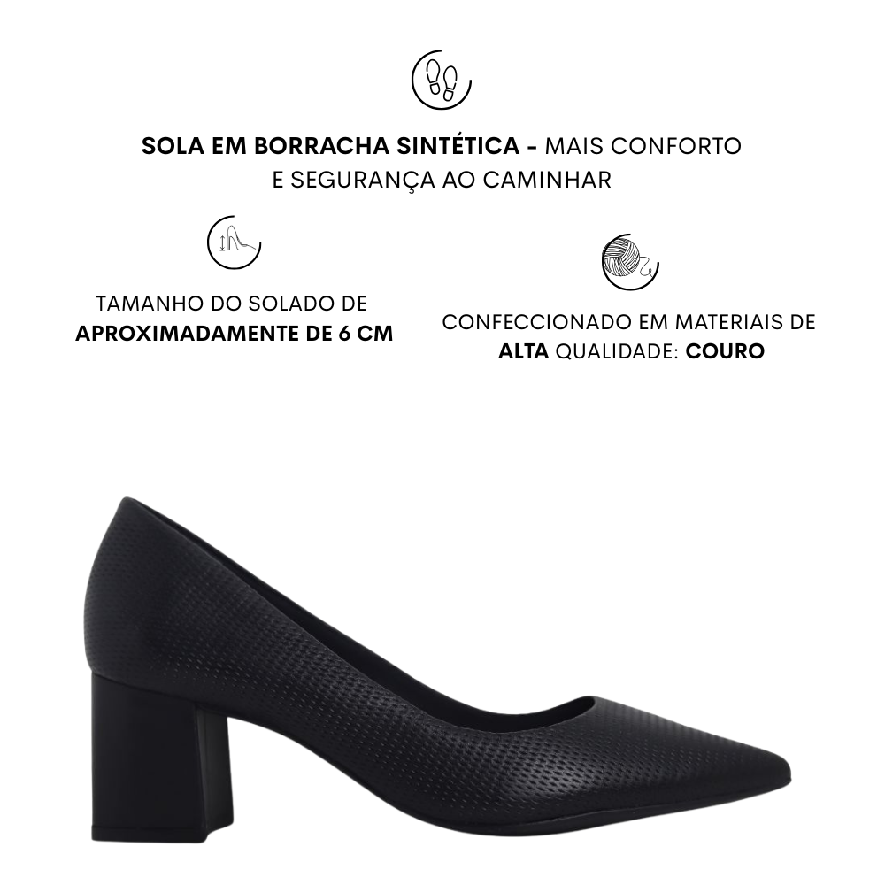 Sapato Scarpin Feminino Em Couro Salto Médio Bottero 377101 Preto 2