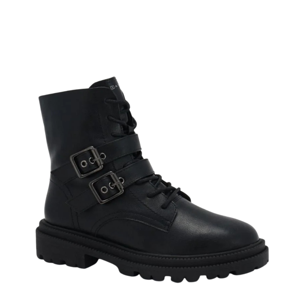 Bota Coturno Feminina Cano Curto Fivelas  Ramarim 25-61131