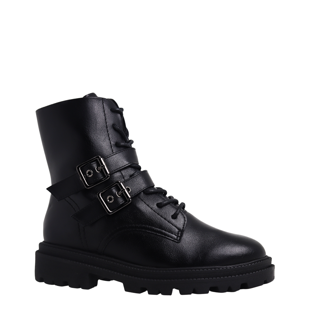 Bota Coturno Feminina Cano Curto Fivelas  Ramarim 25-61131 Preto 4