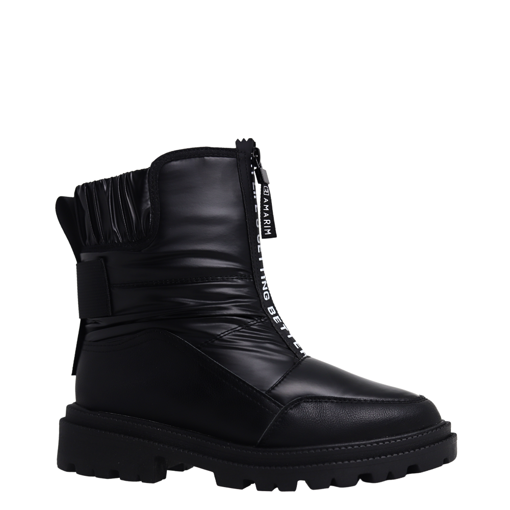 Bota Feminina Salto Tratorado Com  Zíper Ramarim 25-61134 Preto 4