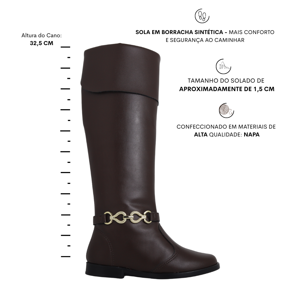 Bota Juvenil Meninas Cano Alto Montaria Molekinha 2181.110 Marrom 2