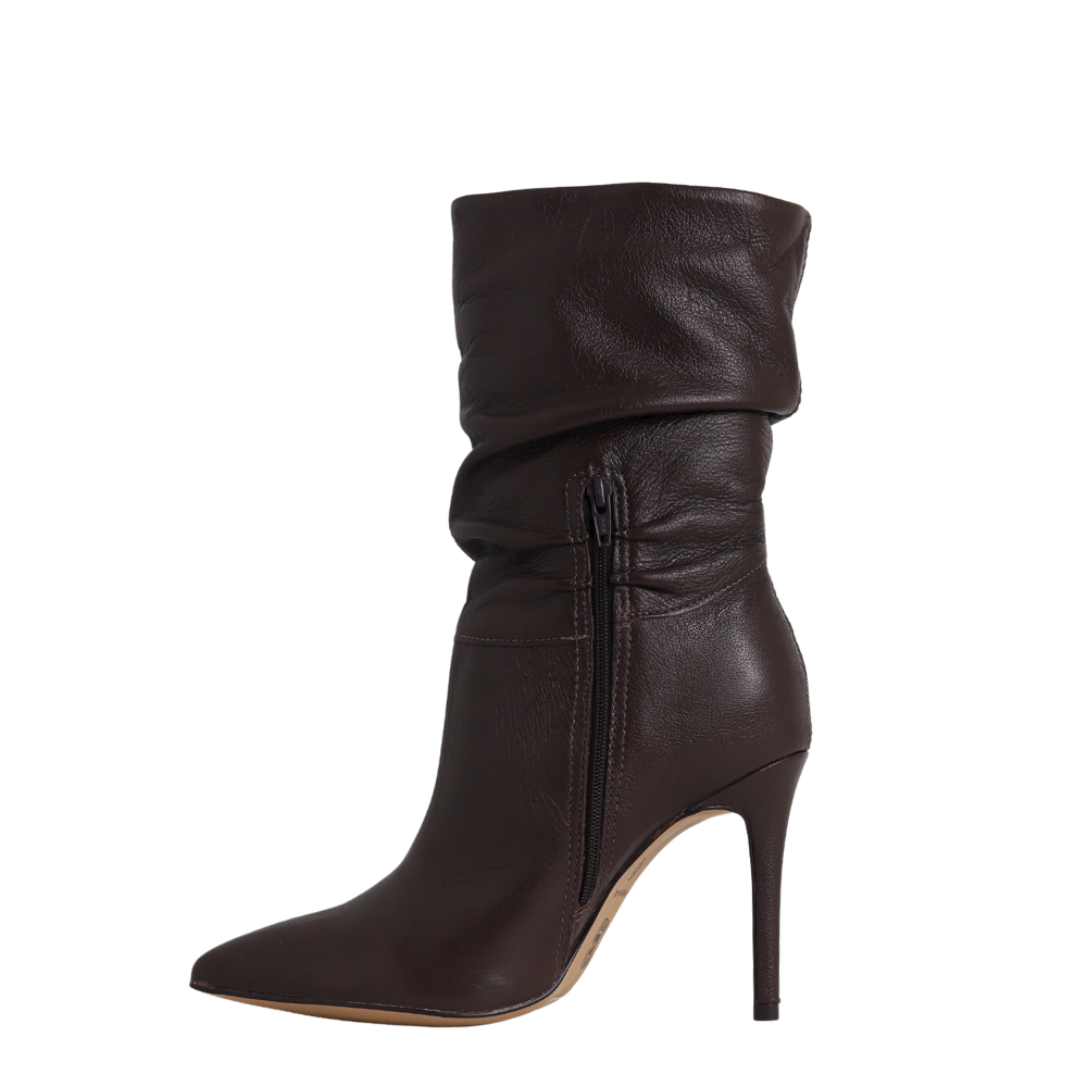 Bota Feminina Cano Médio Em Couro Salto Fino Bottero 378201 Marrom 3