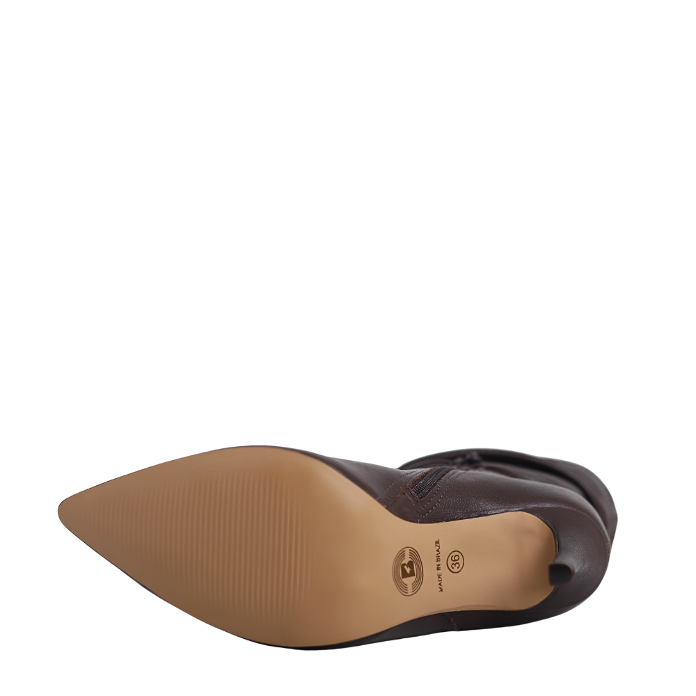 Bota Feminina Cano Médio Em Couro Salto Fino Bottero 378201 Marrom 5