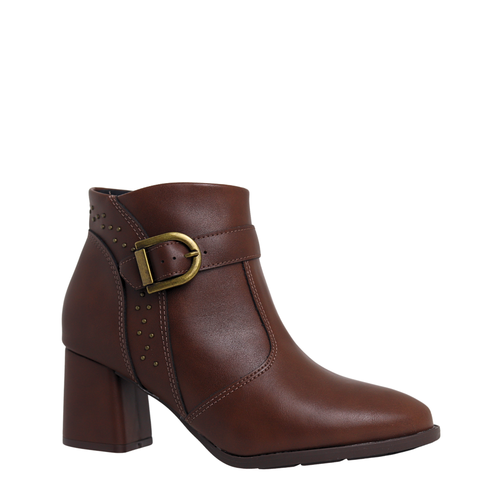 Bota Feminina Cano Curto Salto Médio Conforto Modare 7078110 Marrom 4
