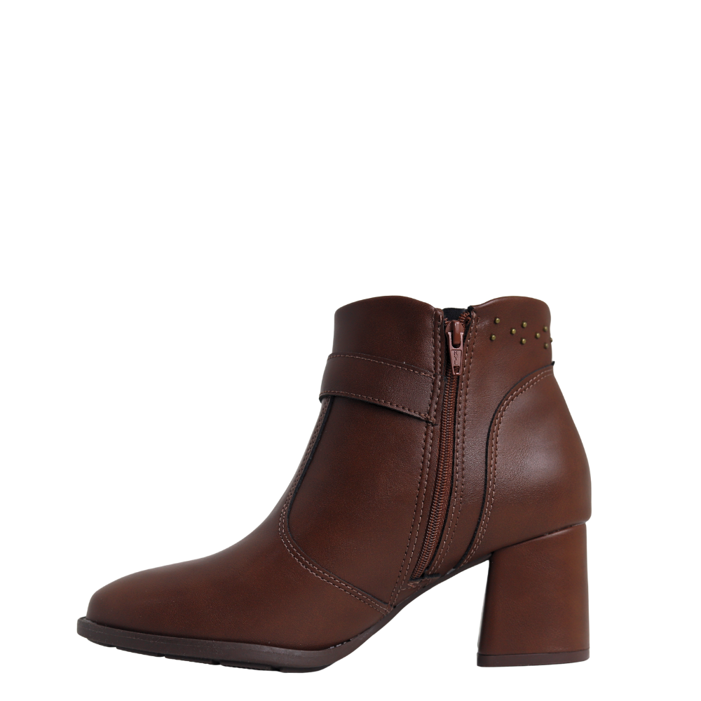 Bota Feminina Cano Curto Salto Médio Conforto Modare 7078110 Marrom 3
