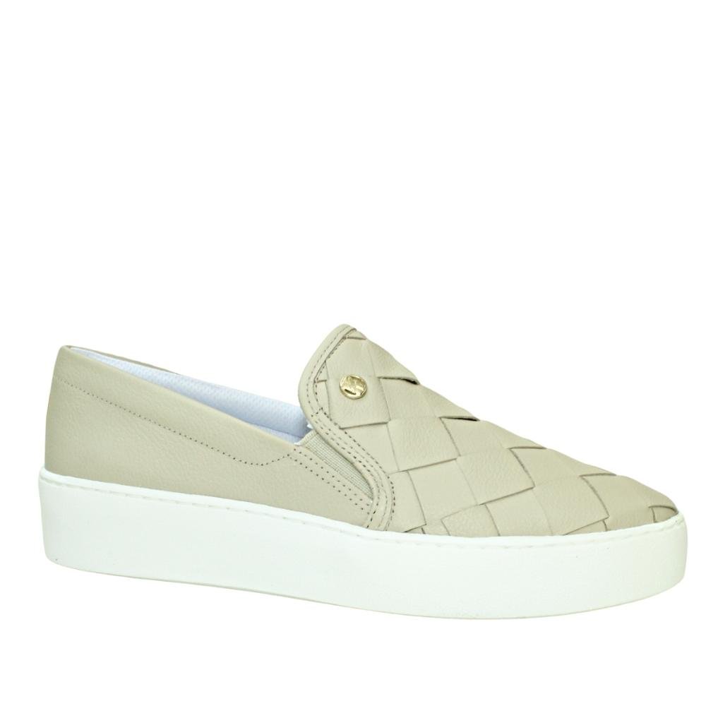Tênis Feminino Couro Slip On Bottero Confortável 331509 Bege 2