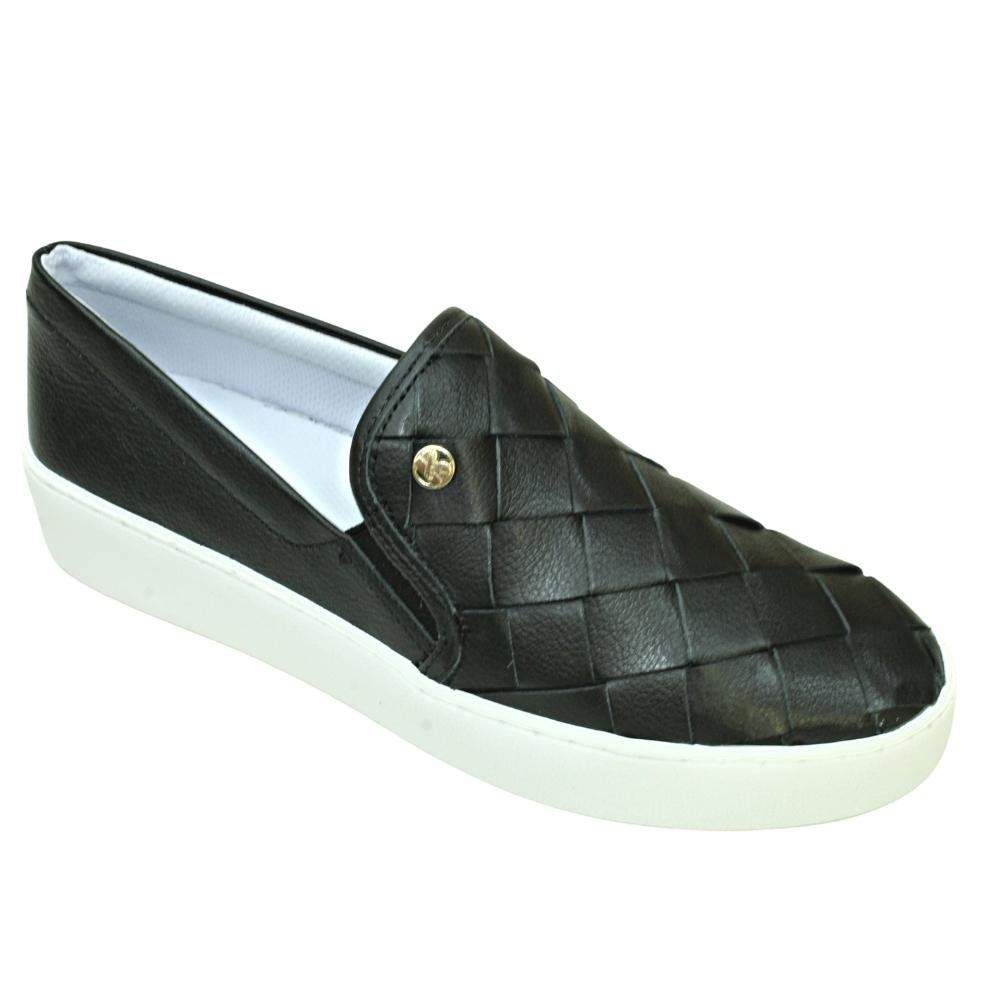 Tênis Feminino Couro Slip On Bottero Confortável 331509 Preto 1