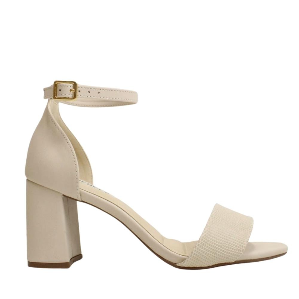 Sandália Salto Bloco Grosso Baixo Feminino Bebecê T6021-040 Bege 3