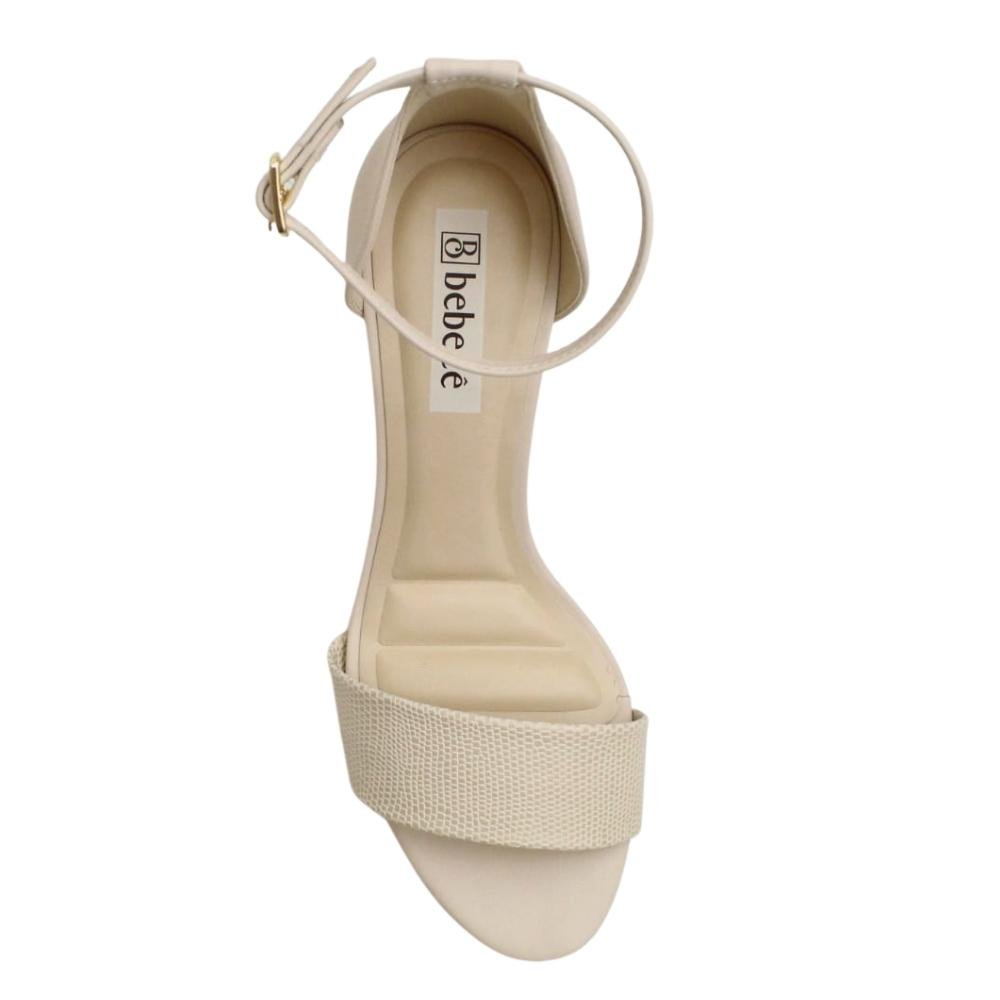 Sandália Salto Bloco Grosso Baixo Feminino Bebecê T6021-040 Bege 5