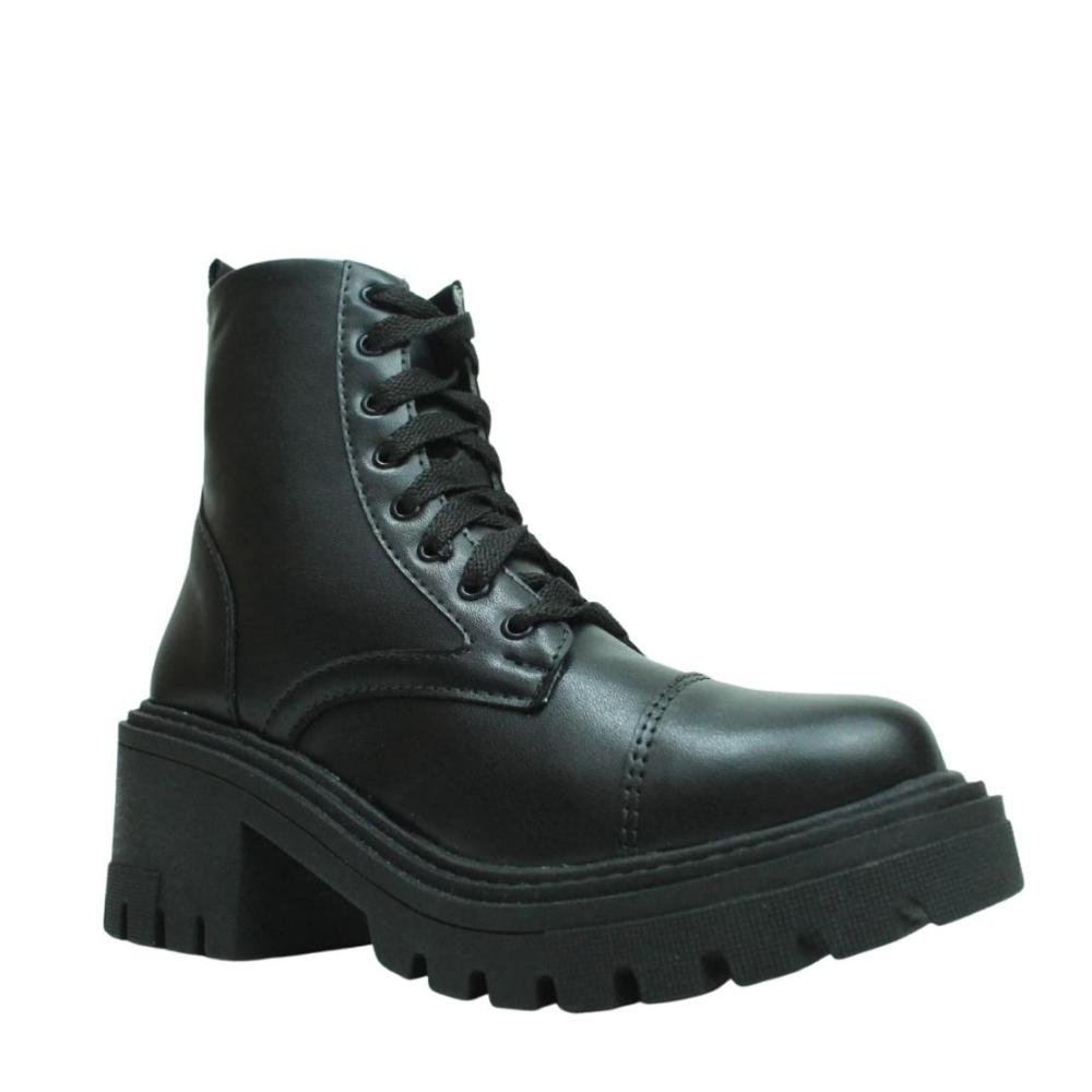 Bota Coturno Tratorado Feminino Cano Curto Sarah Calçados Preto 2
