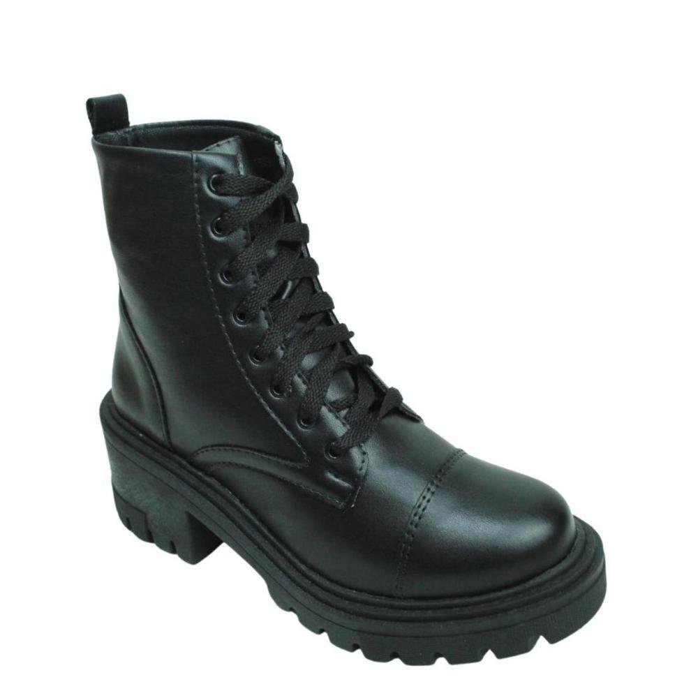 Bota Coturno Tratorado Feminino Cano Curto Sarah Calçados Preto 1