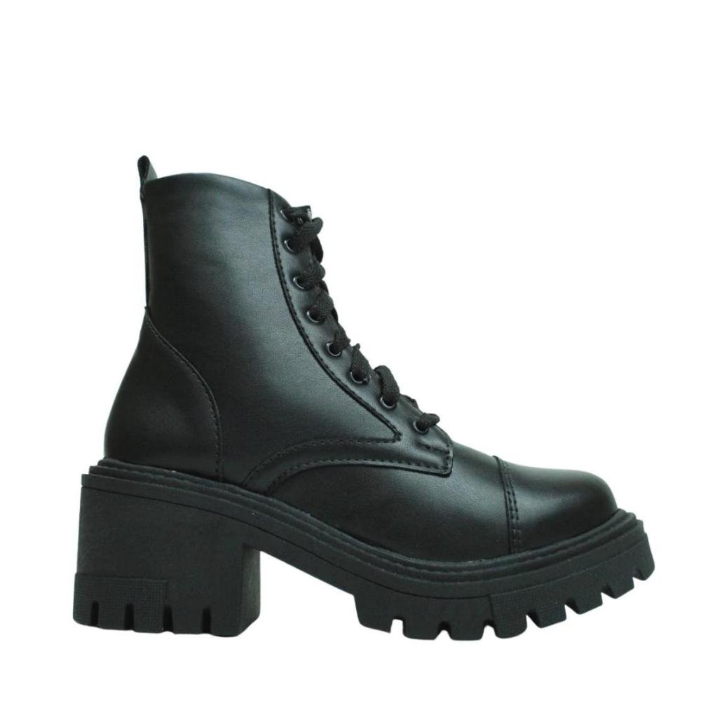 Bota Coturno Tratorado Feminino Cano Curto Sarah Calçados Preto 3