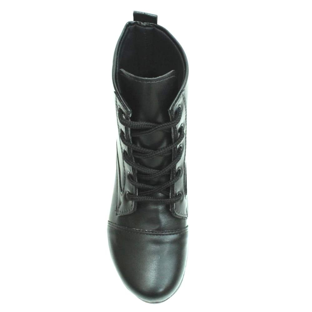 Bota Coturno Tratorado Casual Cano Curto Fg Feminino 2025 Preto 5