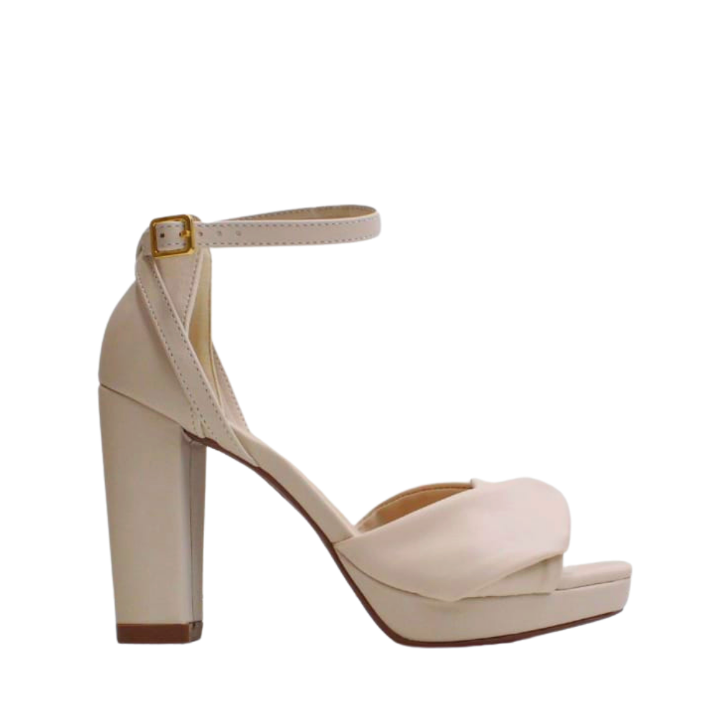 Sandália Feminina Salto Grosso Quadrado Bebecê T8413-439 Bege 3