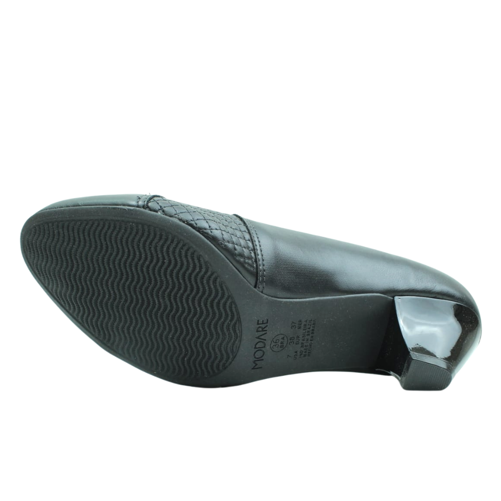 Sapato Feminino Scarpin Salto Baixo Grosso Modare 7005.647 Preto 6
