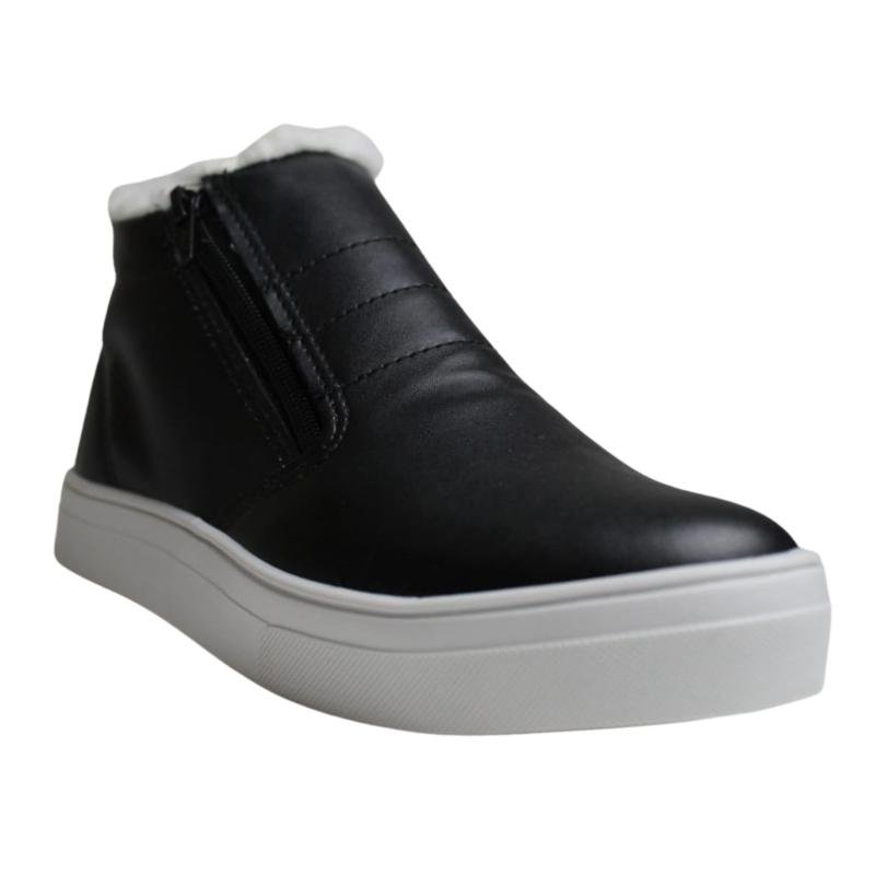 Bota Cano Curto com Pelo Confortável Moda FG Feminino 2022 Preto 2