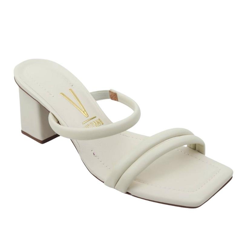 Sandália Tamanco Feminina Vizzano Salto Baixo Grosso 6455108 Branco 1