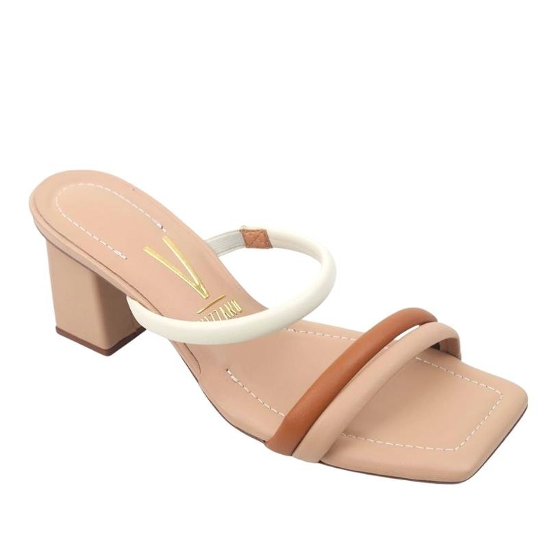 Sandália Tamanco Feminina Vizzano Salto Baixo Grosso 6455108 Branco 1