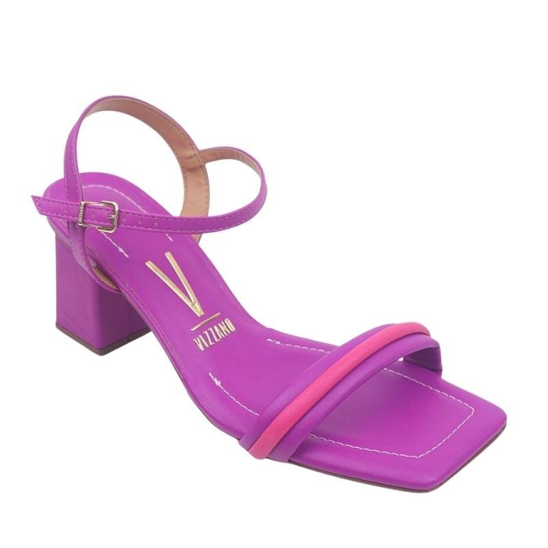 Sandália Feminina Vizzano Salto Baixo Quadrado 6455.114 Roxo 1
