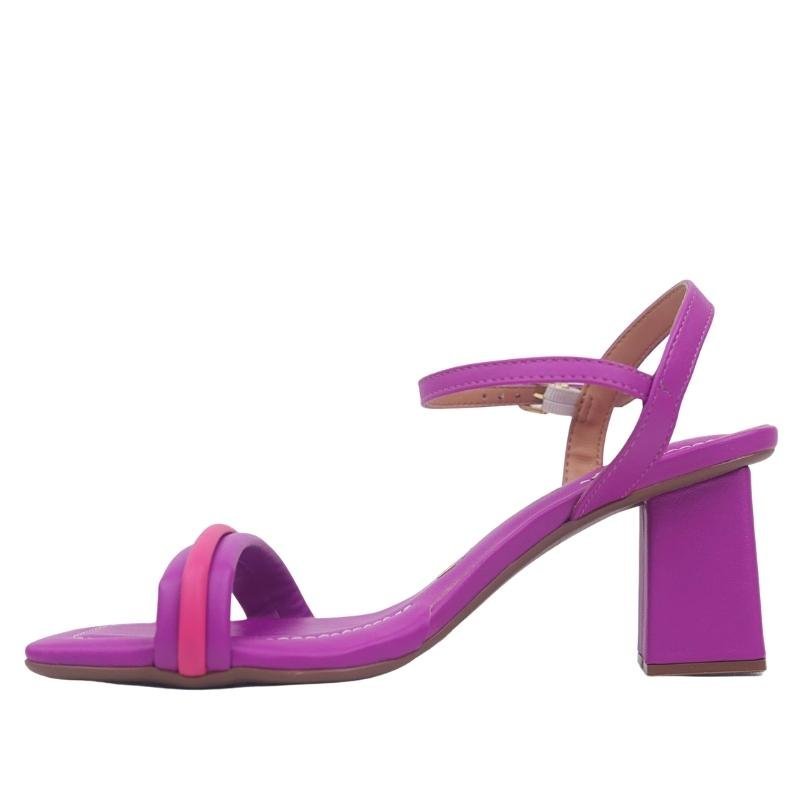 Sandália Feminina Vizzano Salto Baixo Quadrado 6455.114 Roxo 3
