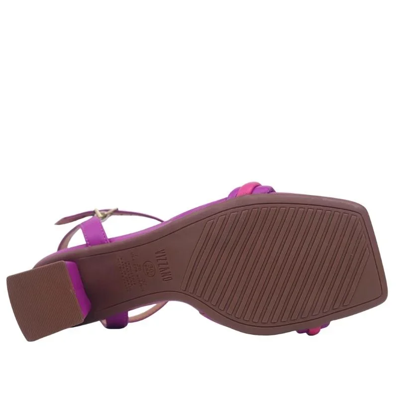 Sandália Feminina Vizzano Salto Baixo Quadrado 6455.114 Roxo 5