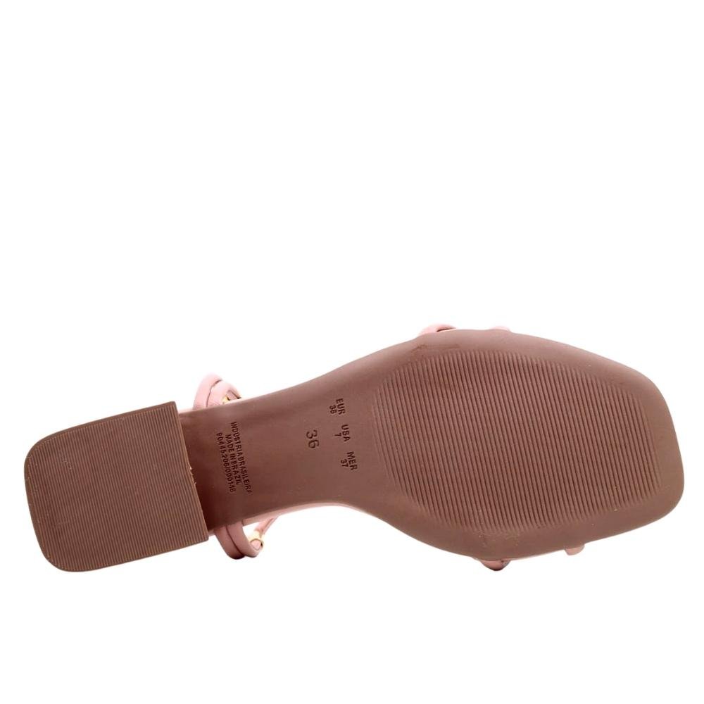 Sandália Feminina Bebecê Salto Baixo Grosso Conforto 5221323 Rosa 5