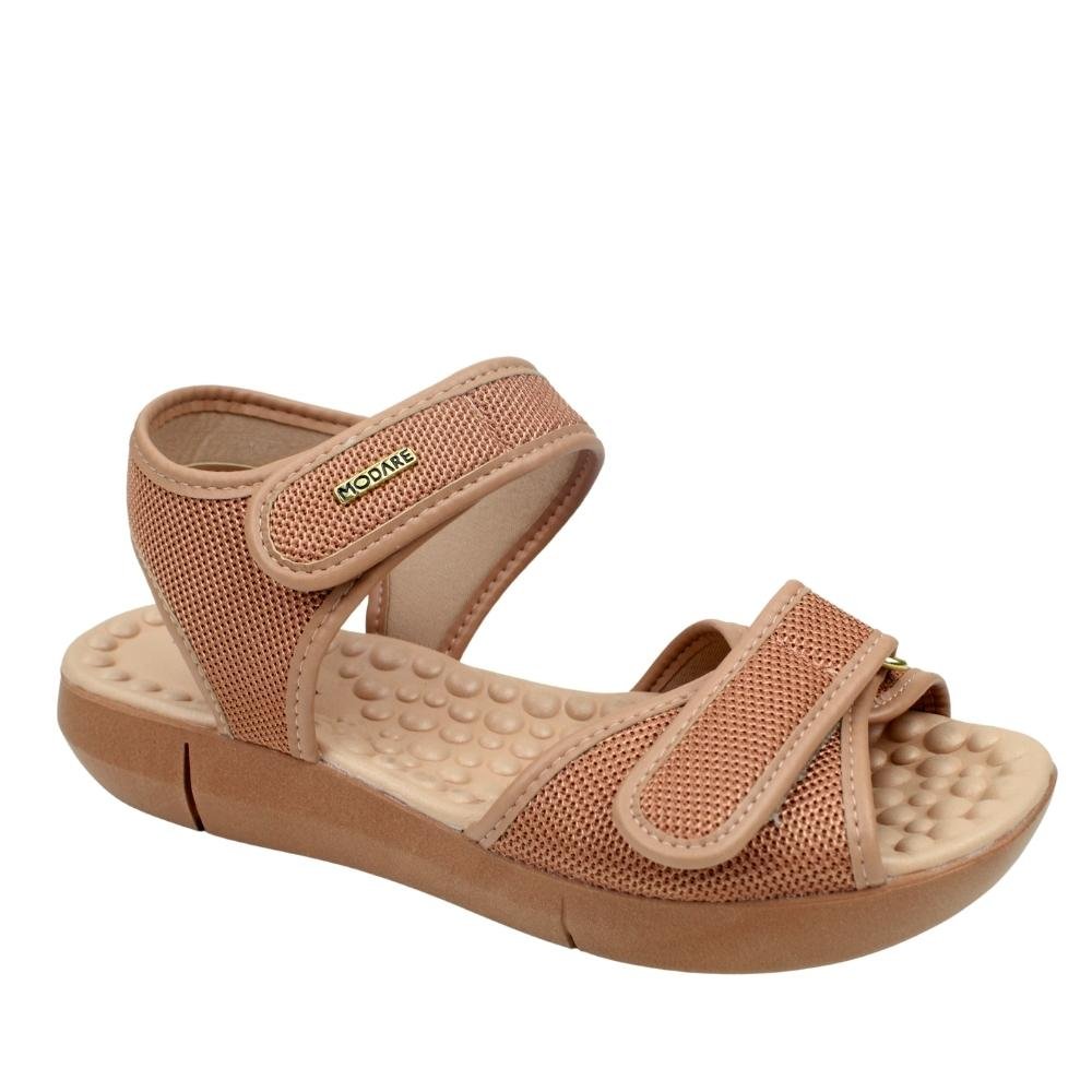 Sandália Feminina Ortopédica Velcro Conforto Modare 7142.118 Bege 1