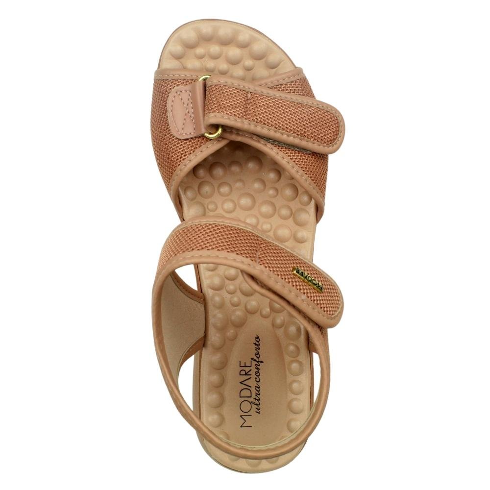 Sandália Feminina Ortopédica Velcro Conforto Modare 7142.118 Bege 4