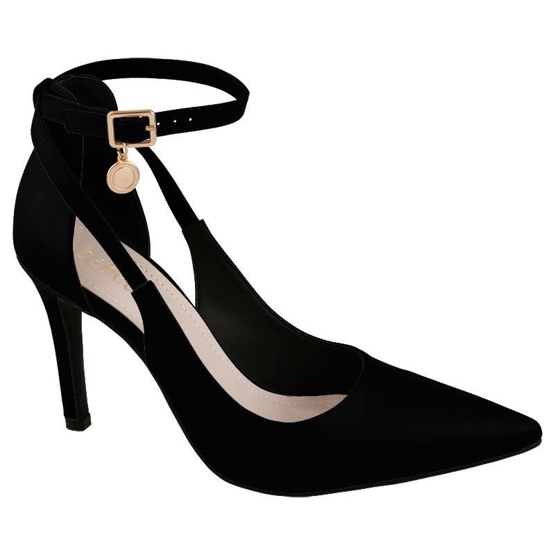 Sandália Feminina com Fivela Salto Alto Bebecê T9430160 Preto 1