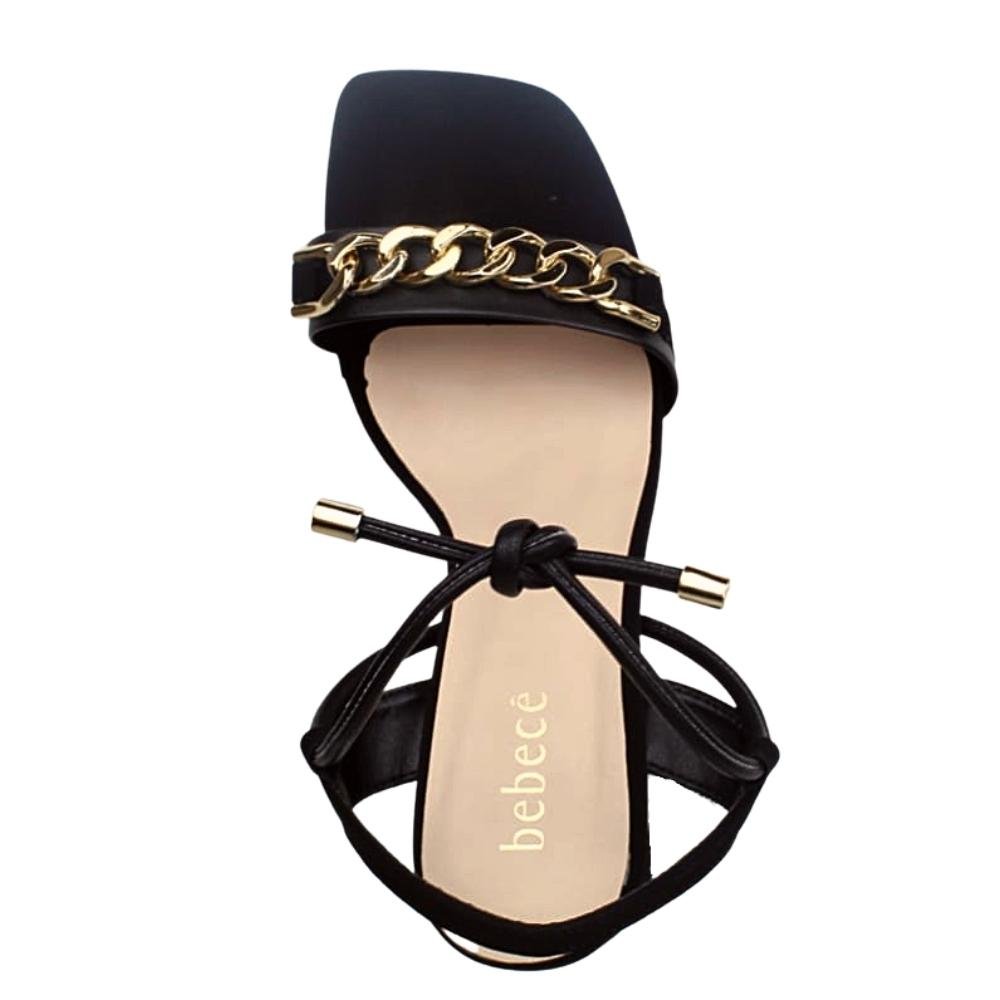 Sandália Feminina Bebecê Salto Médio Geométrico T8635-214 Preto 4