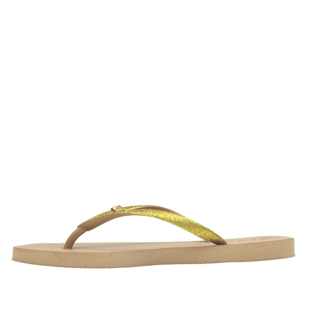 Chinelo Rasteira Feminina Glitter Conforto Ramarim 22-1233 Bege 3