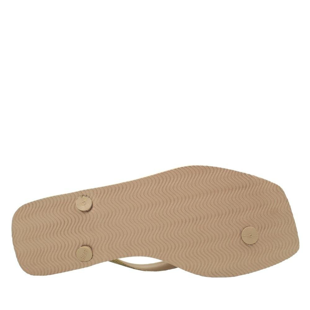 Chinelo Rasteira Feminina Glitter Conforto Ramarim 22-1233 Bege 5
