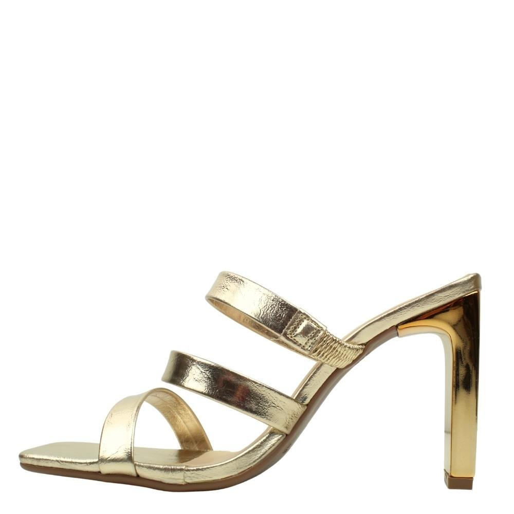 Sandália Feminina Conforto Bebecê Salto Médio Tiras T8625081 Dourado 3