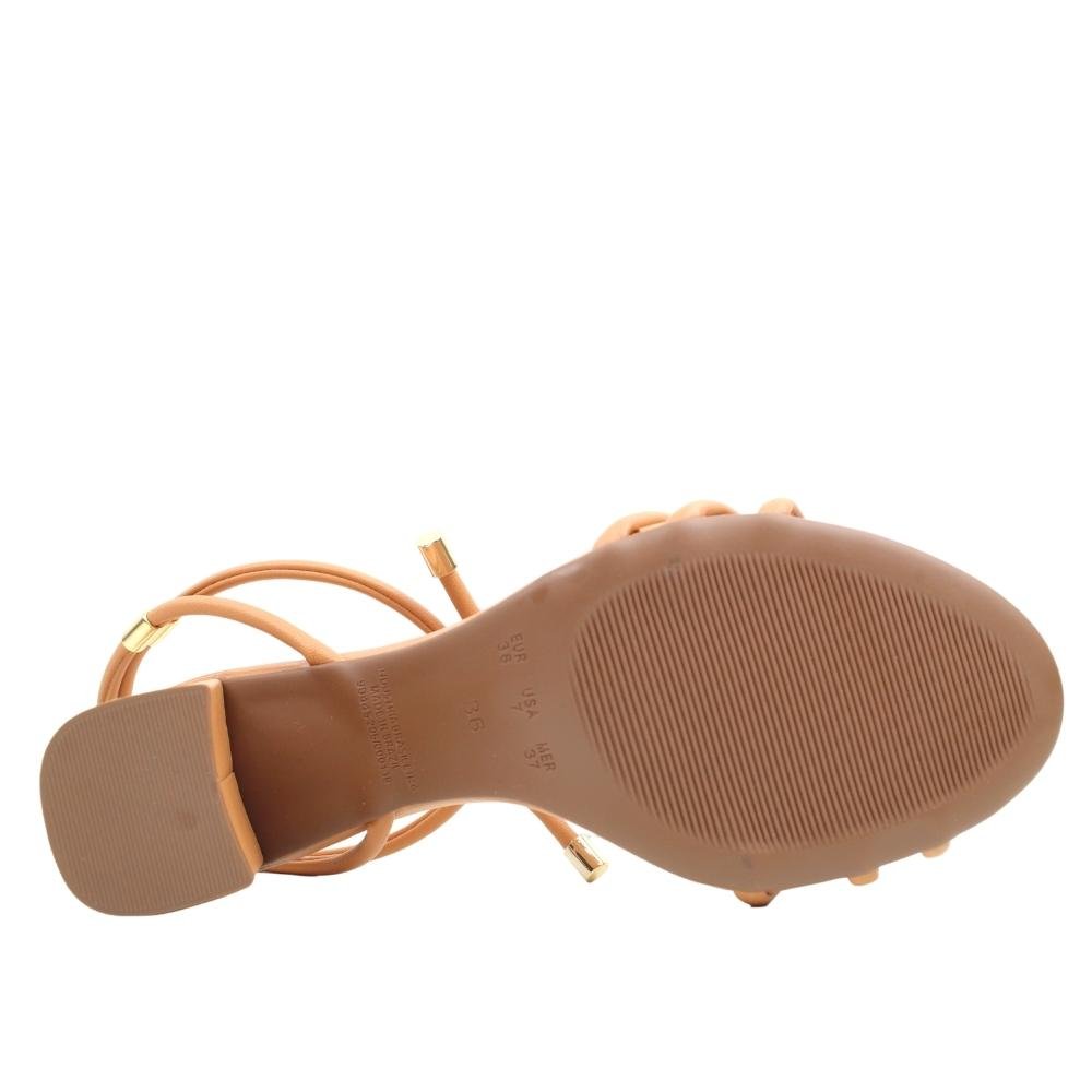 Sandália Feminina Bebecê De Amarrar Salto Médio T6025-147 Bege 5