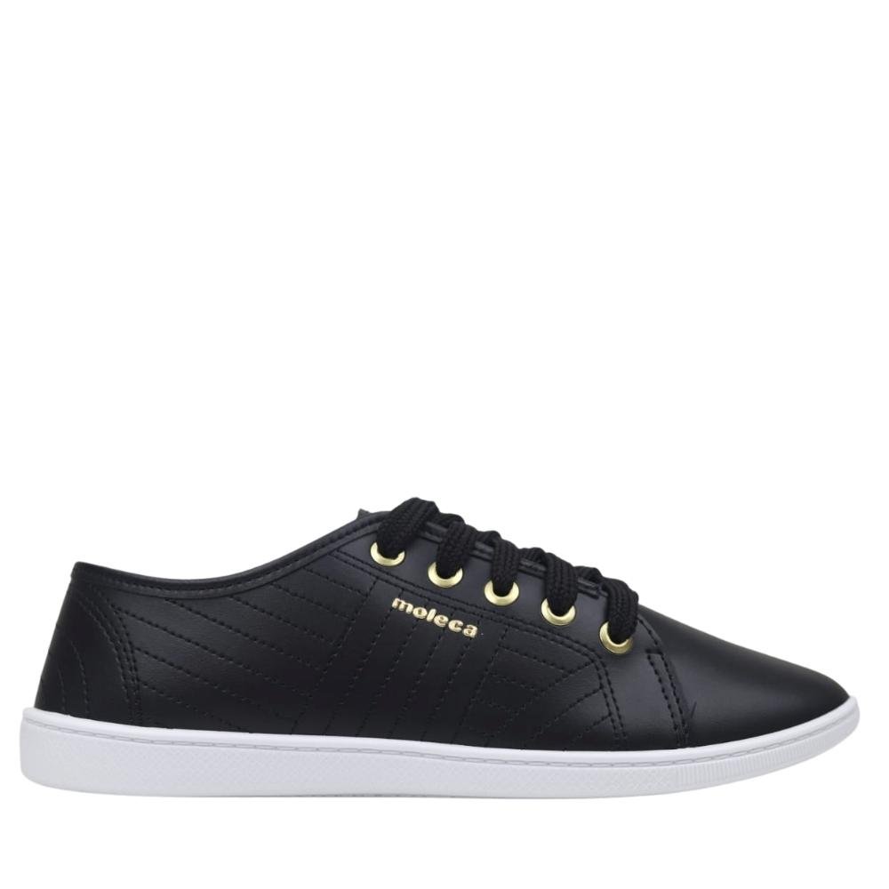 y414185　レディース　BLK M Tênis Casual Feminino Moleca 5605.434 Preto