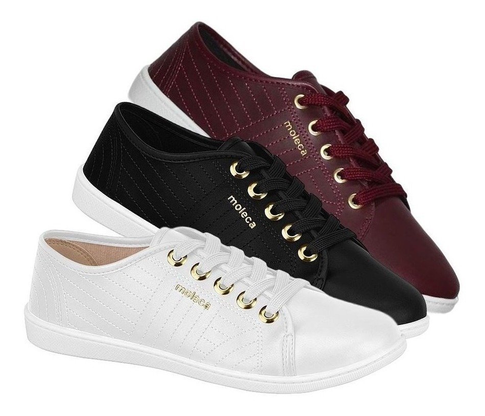 Tênis Casual Feminino Moleca 5605.434 Preto 9