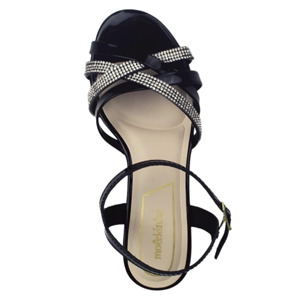 Sandália Salto Baixo Menina Molekinha Glamour Brilho 2343102 Branco 4