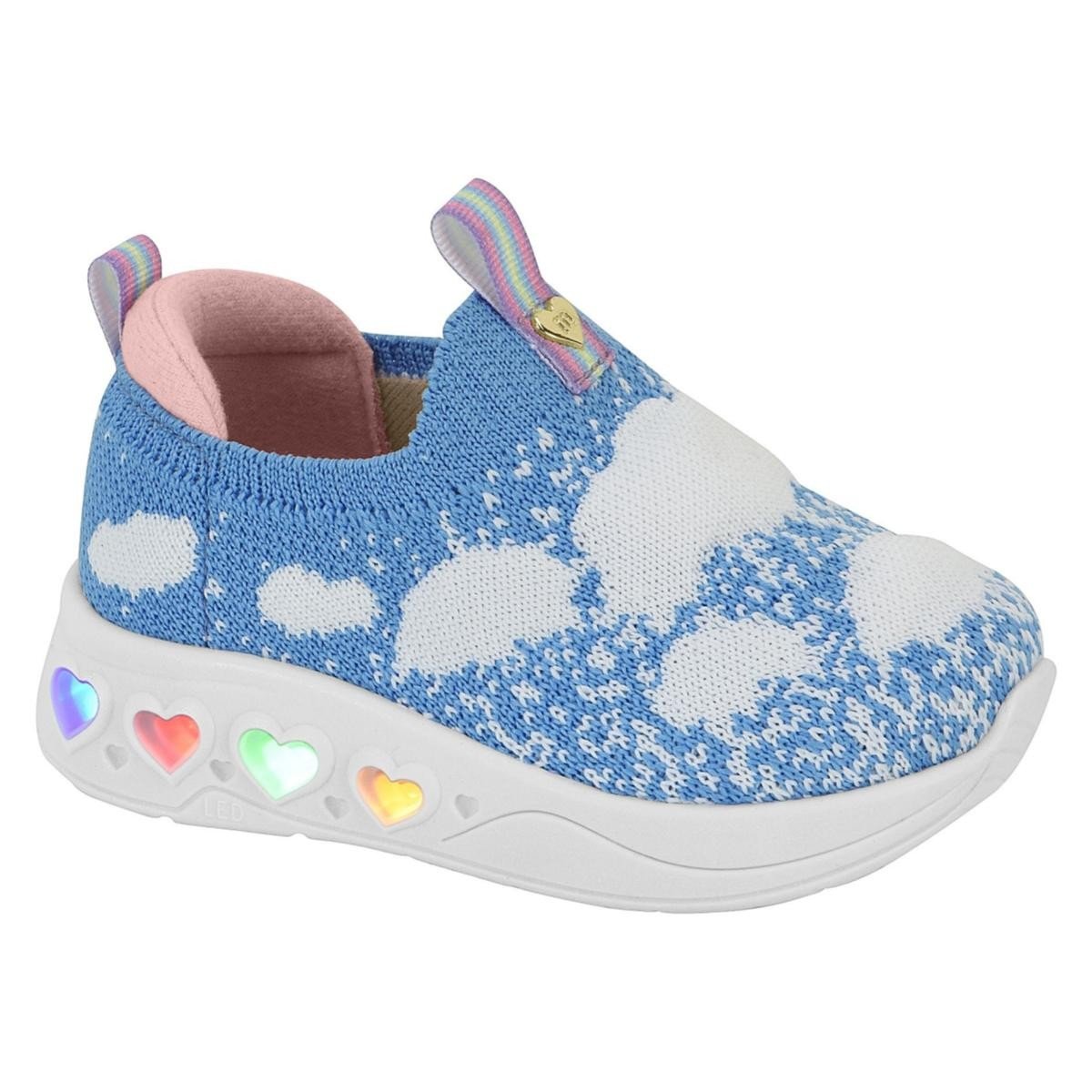Tenis Molekinha 2720.110 Led Calce Fácil Knit Infantil Azul 1