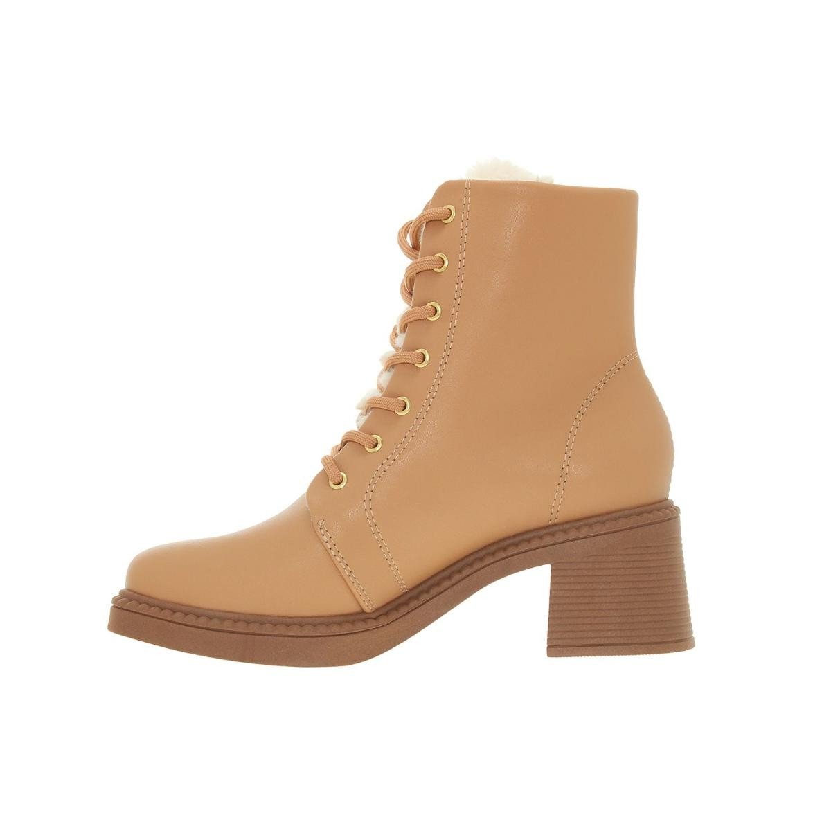 Bota Beira Rio 9082.102 Salto Forrada Lã Pelinho Feminina Laranja 2