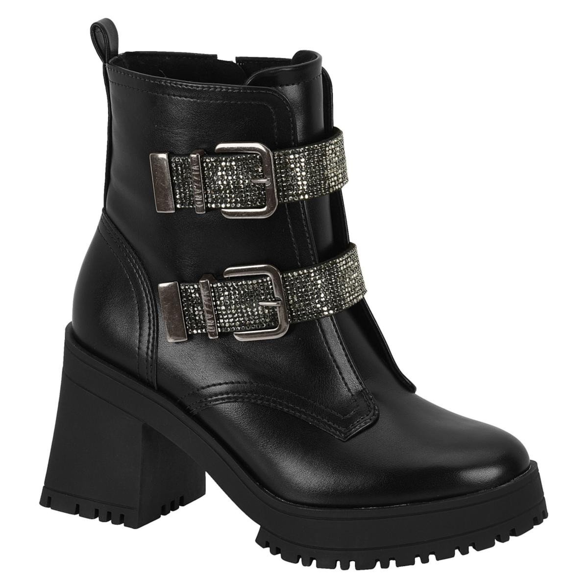 Bota Vizzano 3091.103 Salto Grosso Tratorada Feminina  Preto 1