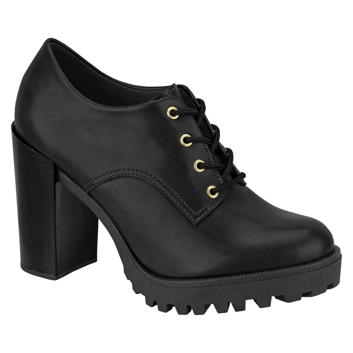Sapato Moleca 5713.101 Oxford Salto Tratorado Feminino  Preto 1