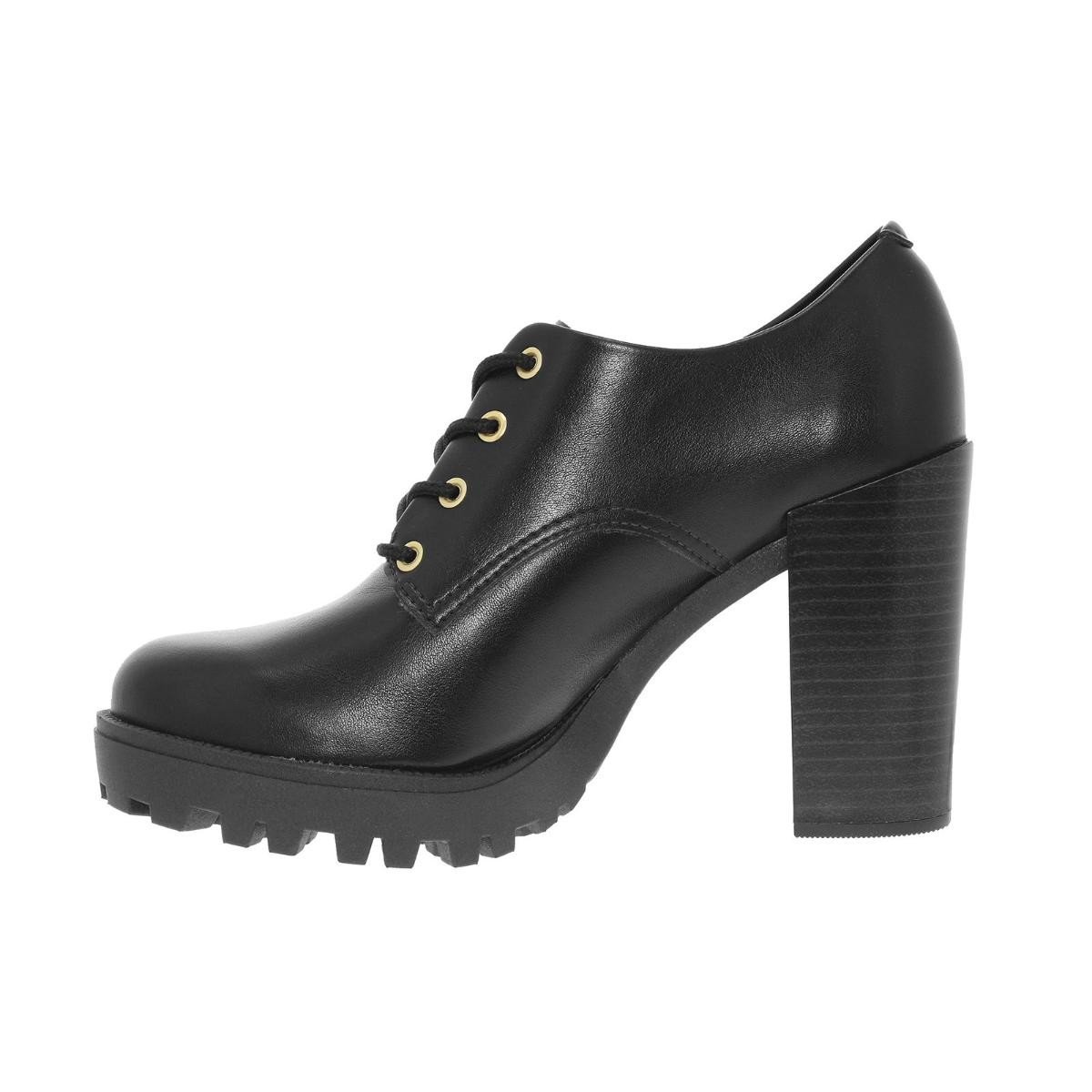 Sapato Moleca 5713.101 Oxford Salto Tratorado Feminino  Preto 2
