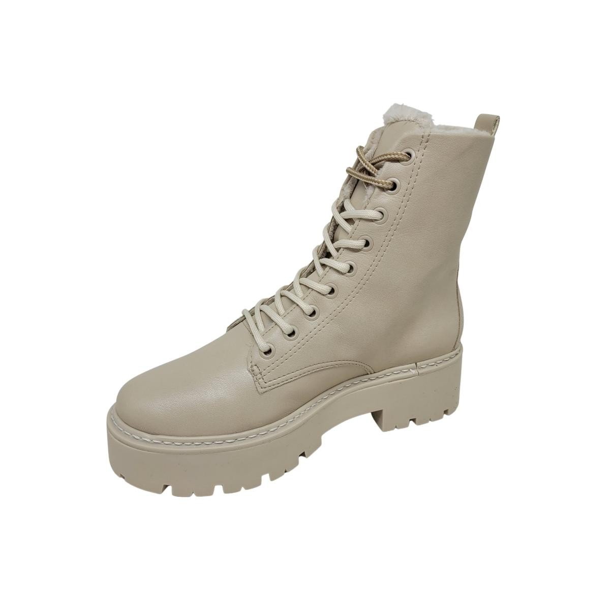 Bota Via Marte 23-2906-01 Coturno Forrado Lã Pelinho Feminino Branco 2