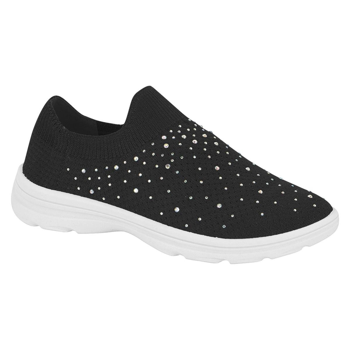 Tenis Moleca 5788.103 Slip On Knit Feminino Preto 1