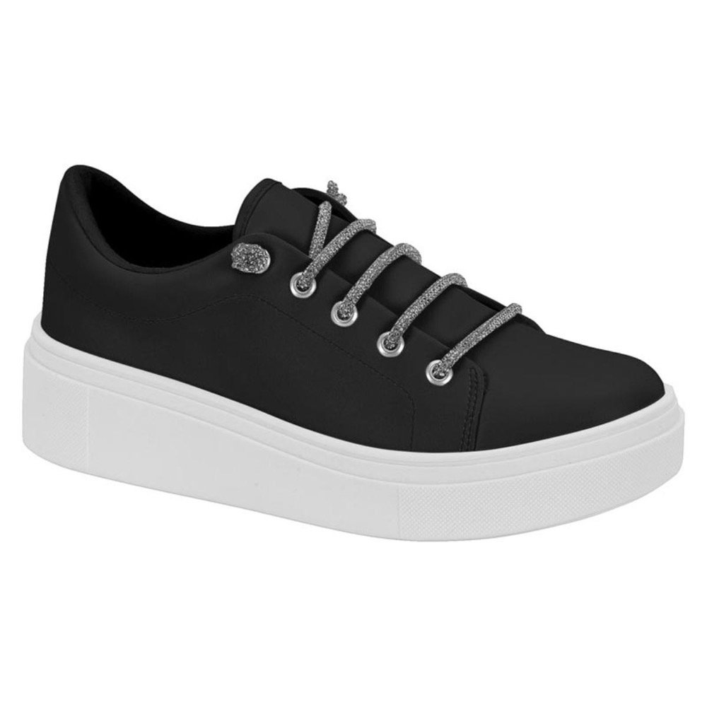Tenis Vizzano 1339.328 Cadarço Strass Flatform Feminino Preto 1