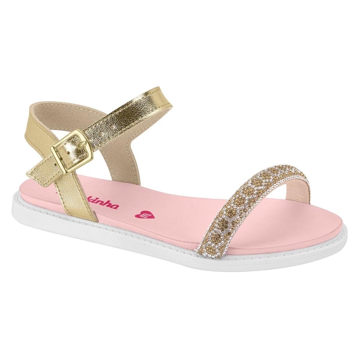 Sandalia Molekinha 2312.258.27222 Papete Glitter Infantil Dourado 1