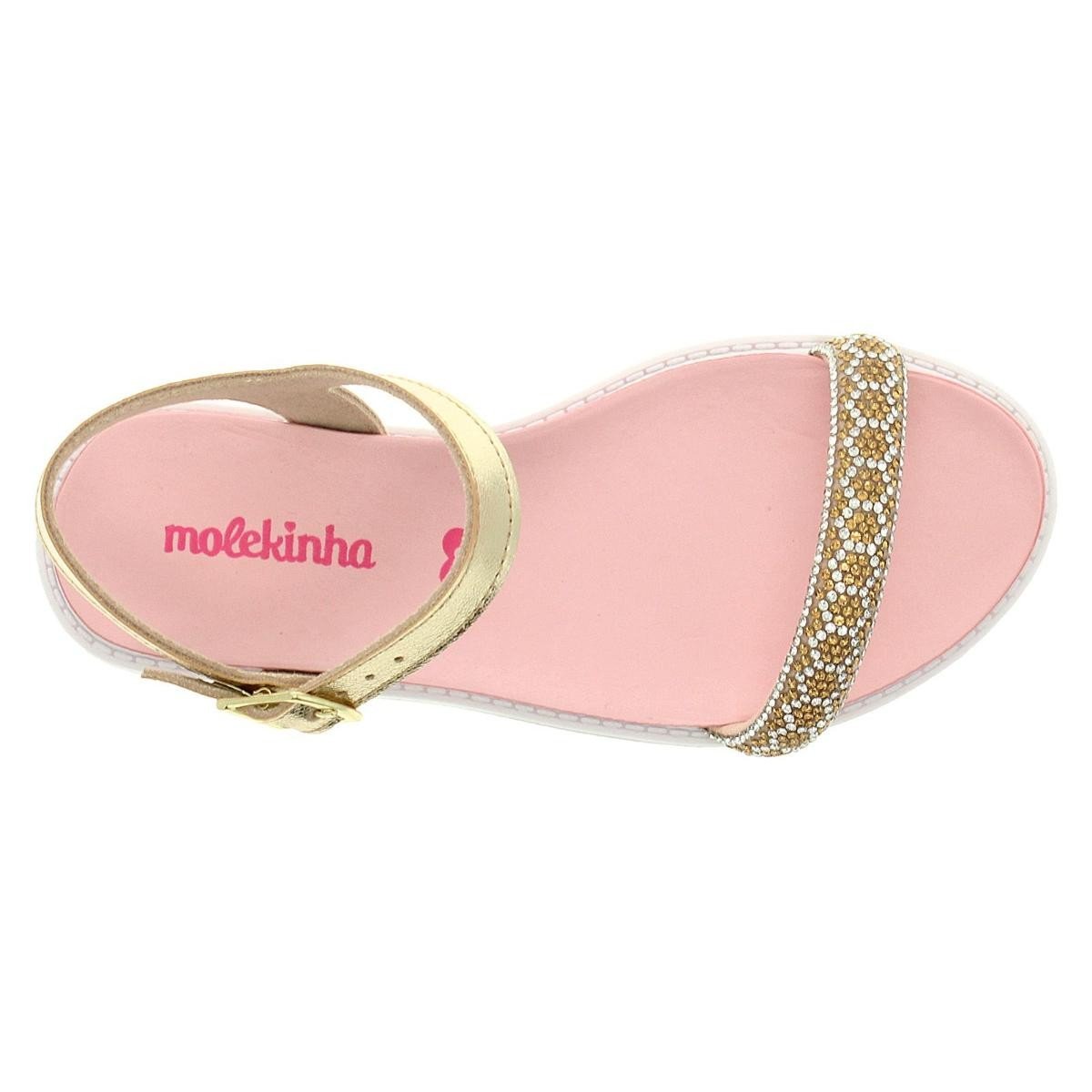 Sandalia Molekinha 2312.258.27222 Papete Glitter Infantil Dourado 6